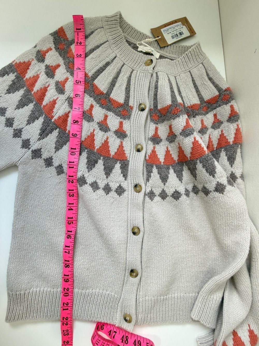 Yerse Nordic Fair Isle Wool Blend Knit Cardigan Size M - Picture 10 of 10